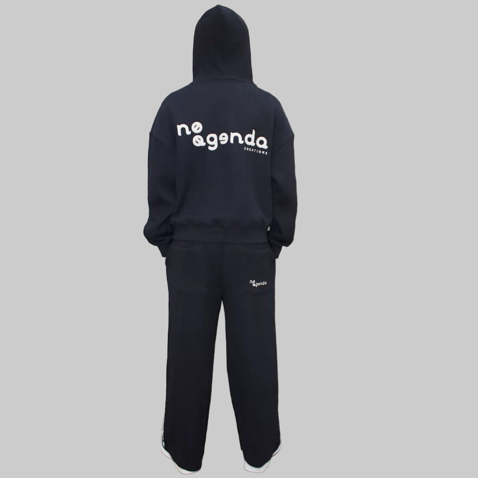 KNITTED BLACK HOODIE SET