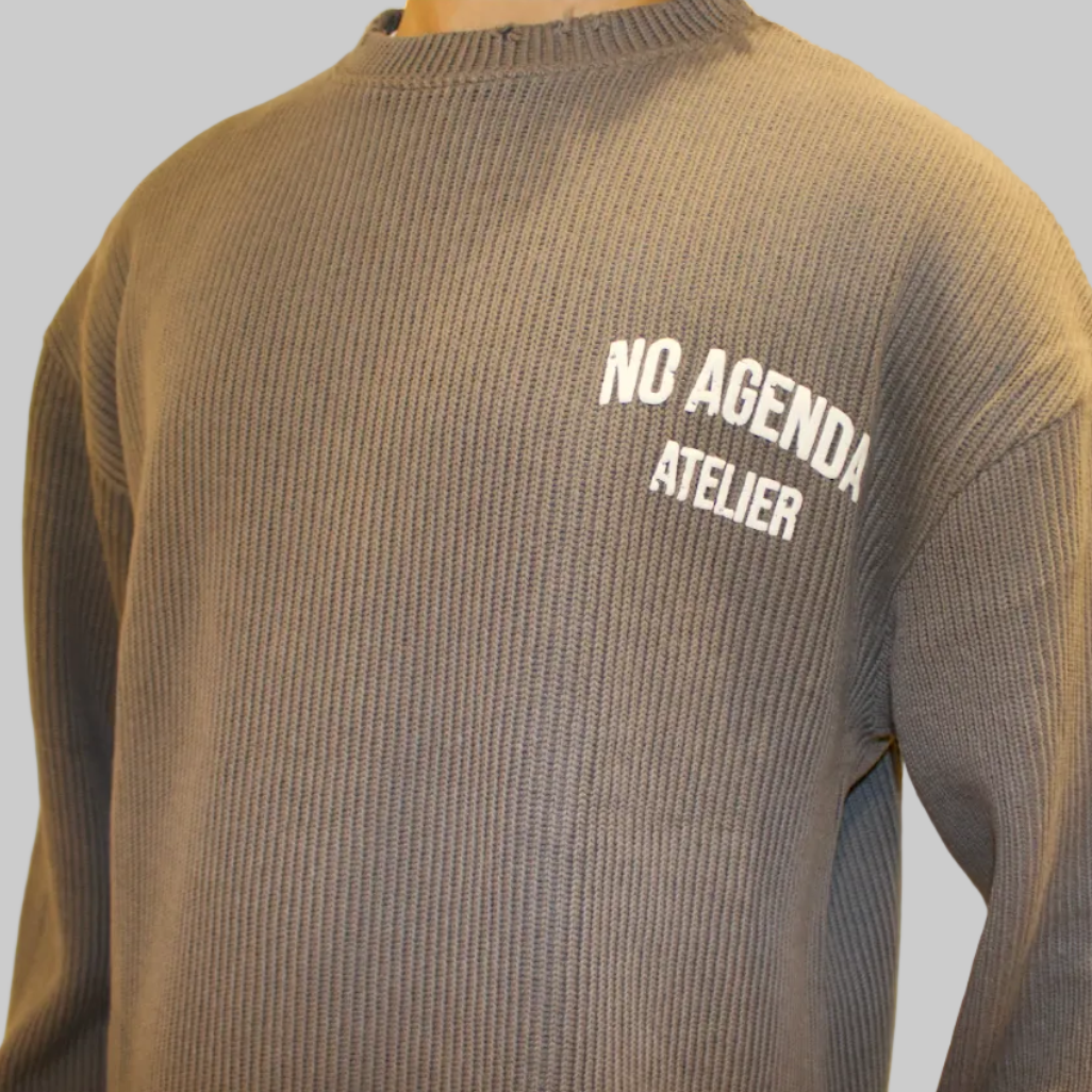 DISTRESSSED KNITTED GREY SWEATER SET