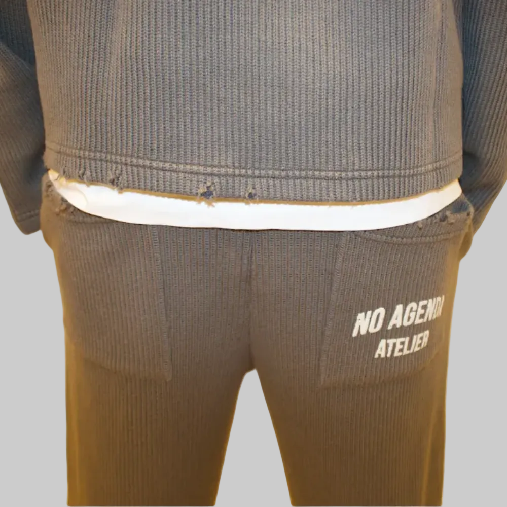 DISTRESSSED KNITTED GREY SWEATER SET